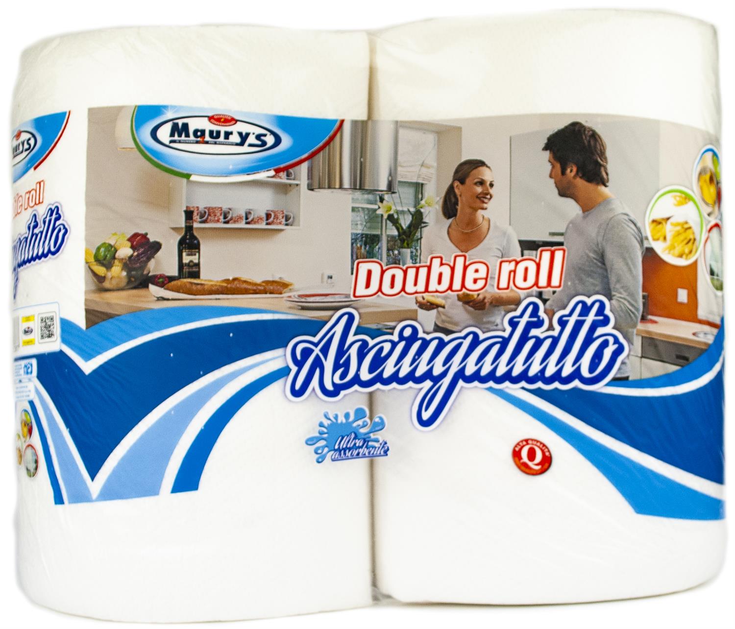 4 MAURY'S CARTA ASCIUGATUTTO CUCINA 2 ROTOLI DOUBLE ROLL 1100GR