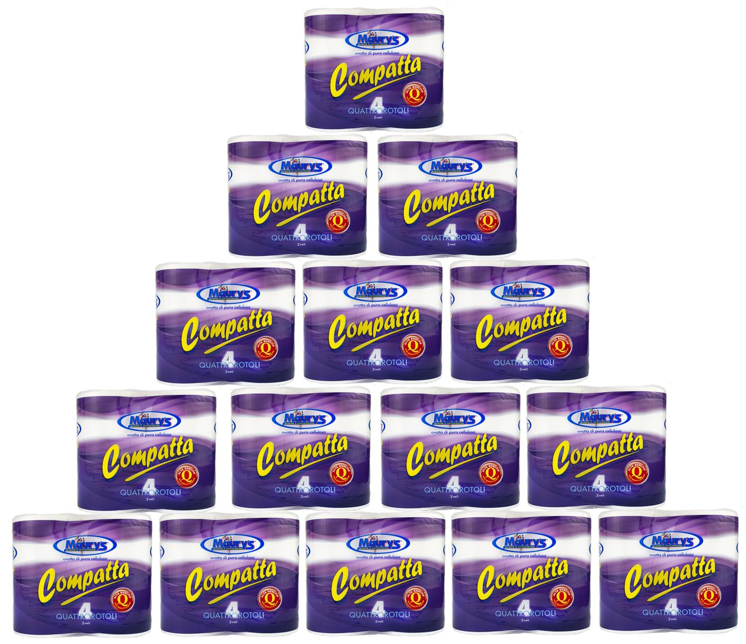 KIT 15 MAURY'S CARTA IGIENICA 4 ROTOLI 2 VELI COMPATTA 780GR ALTA QUALITÀ