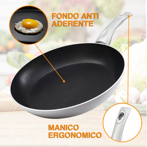 SET 2 PADELLE MAURY'S CHEF INDUCTION DA 24 E 26 CMCON FONDO XYLAN ANTIADERENTE
