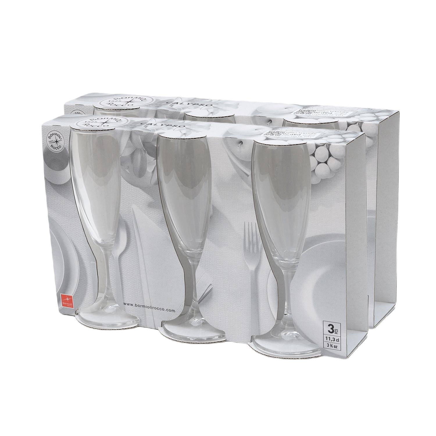 KIT 6 PZ CALYPSO VINO FLUTTINO CALICI IN VETRO DA 110 ML H 15.9 CM