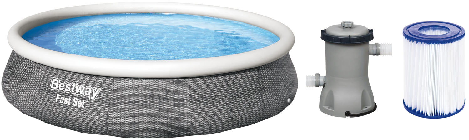PISCINA TONDA GONFIABILE FUORI TERRA BESTWAY RATTAN  GRIGIO 396 X H84 CM