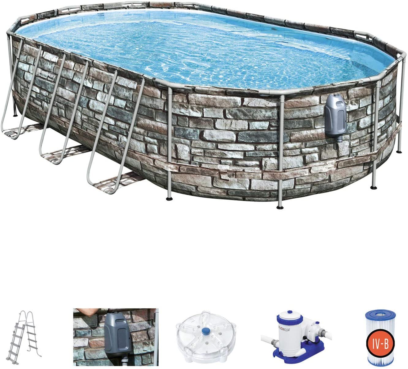 BESTWAY PISCINA FUORI TERRA POWER STEEL COMFORT JET OVALE 610 X 366 X 122 CM