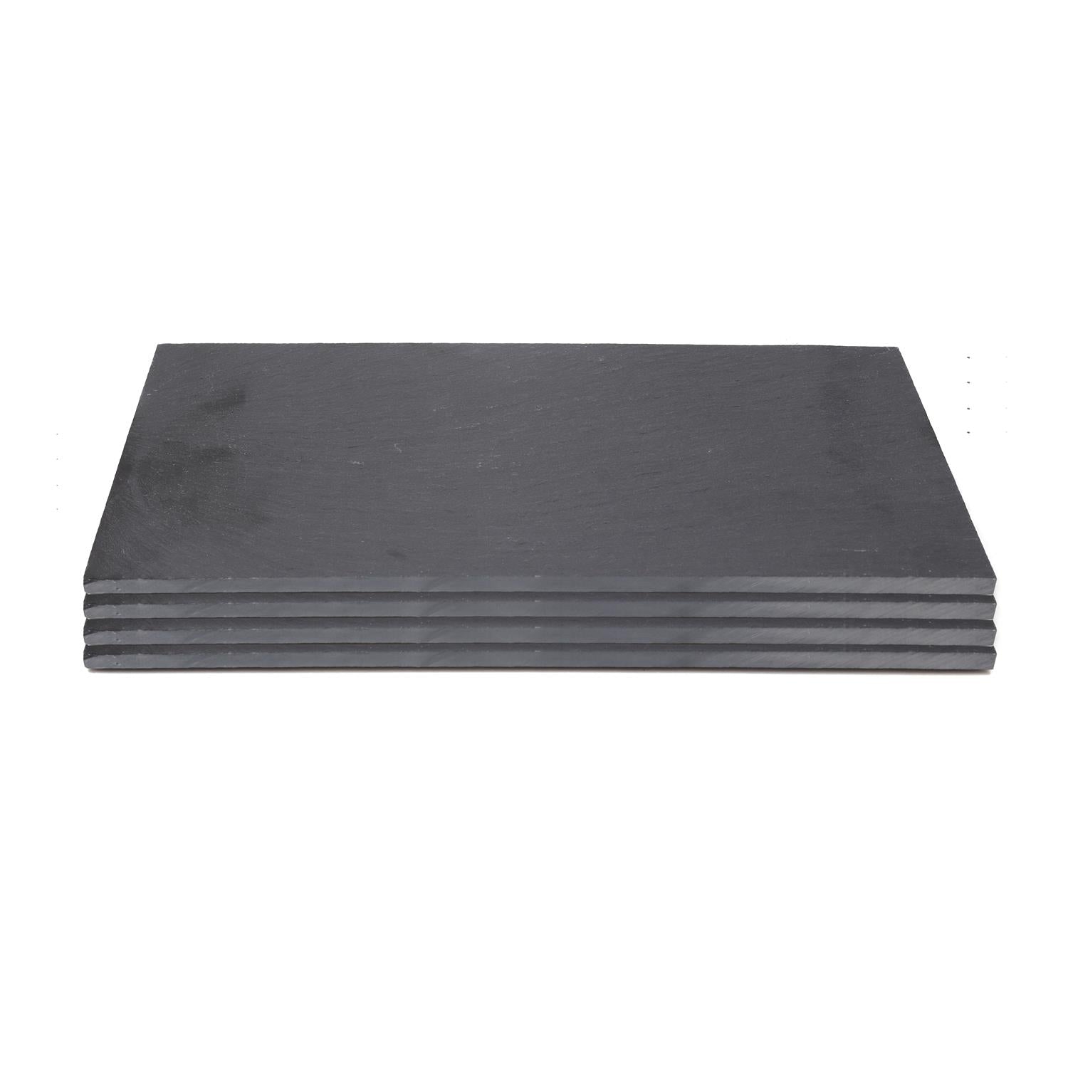 SET 4 VASSOI SOTTOPIATTI IN ARDESIA 30 X 11 CM CON PIEDINI ANTISCIVOLO