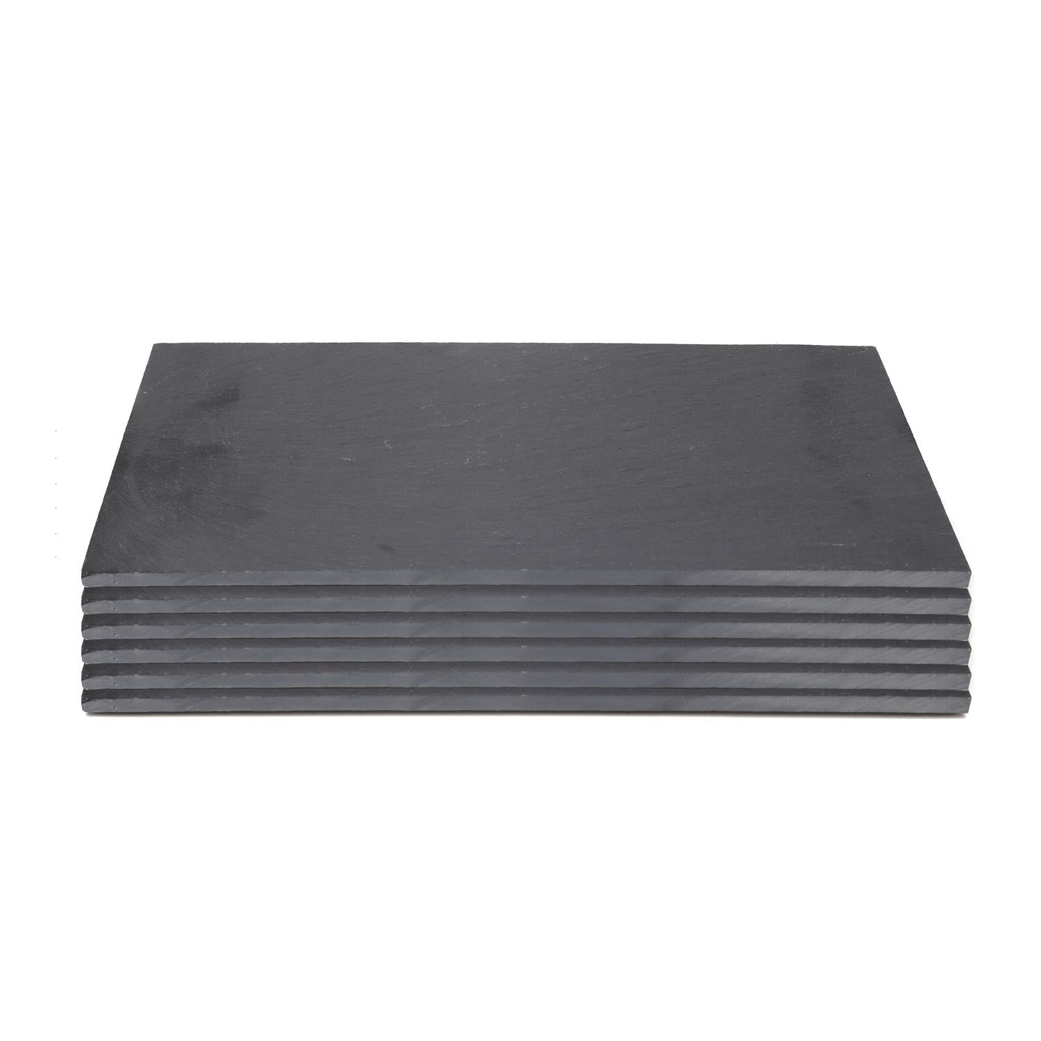 SET 6 VASSOI SOTTOPIATTI IN ARDESIA 30 X 11 CM CON PIEDINI ANTISCIVOLO