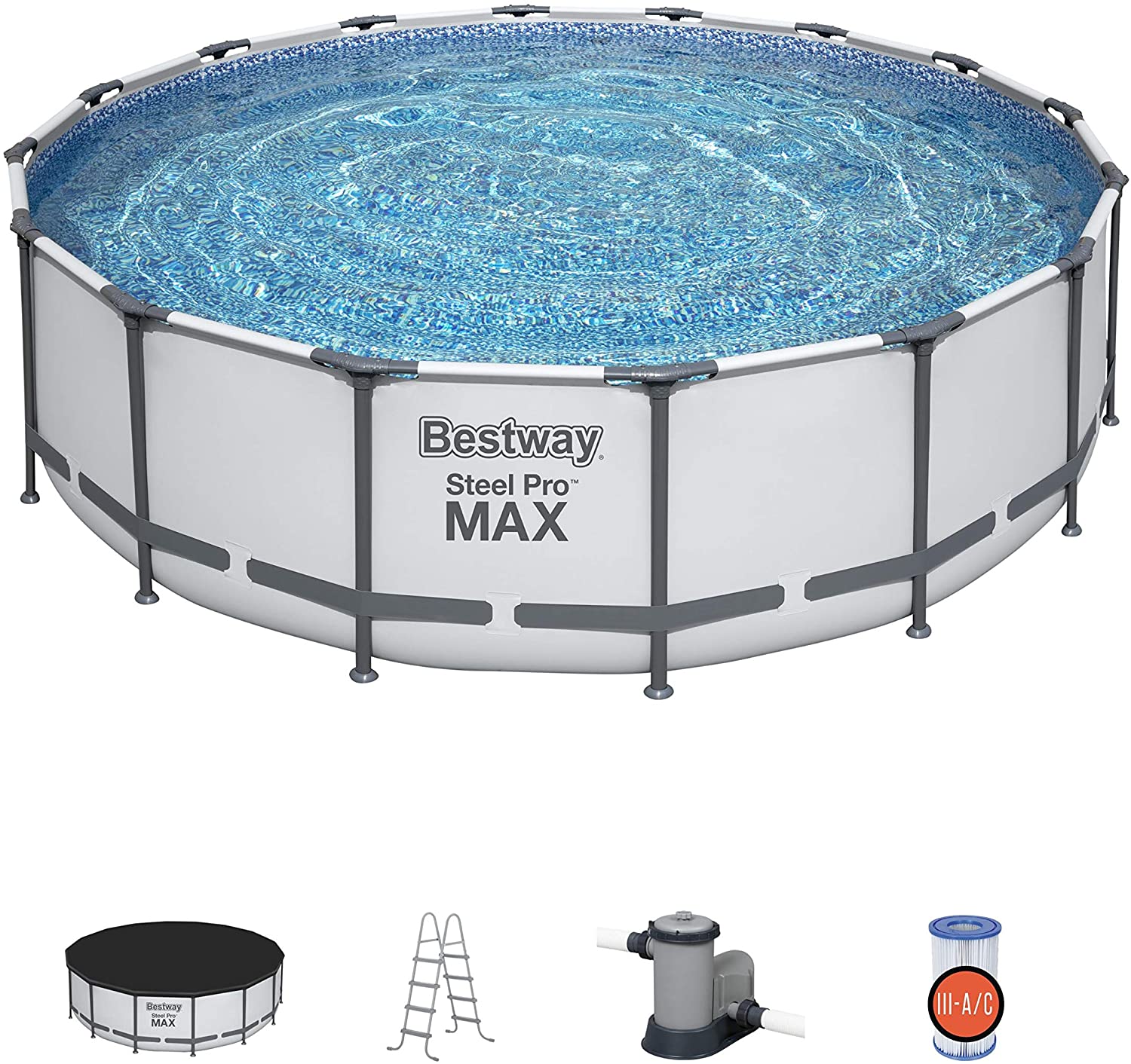 BESTWAY PISCINA FUORI TERRA STEEL PRO MAX TONDA Ø 488 X 122 CM