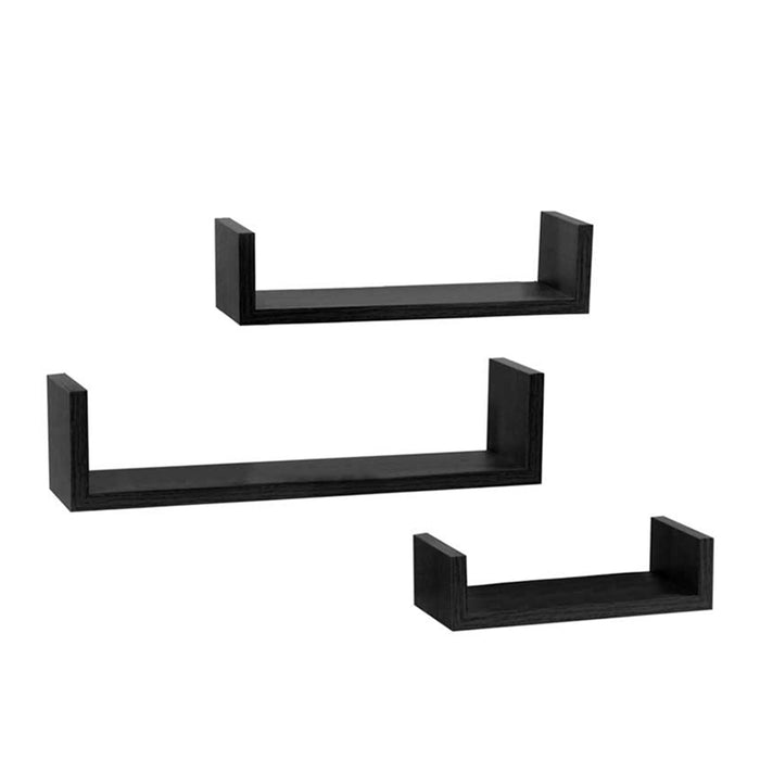 MAURY'S SET 3 MENSOLE LINEARI IN DIFFERENTI DIMENSIONI CON FINITURA NERA