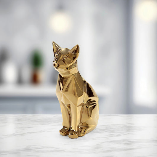 STATUA DECORATIVA GATTO 17X12X28 CM IN COLORE ORO