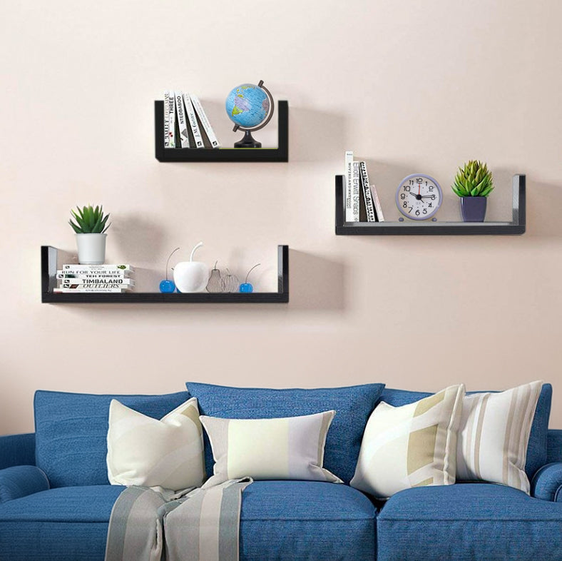 MAURY'S SET 3 MENSOLE LINEARI IN DIFFERENTI DIMENSIONI CON FINITURA  WENGÈ