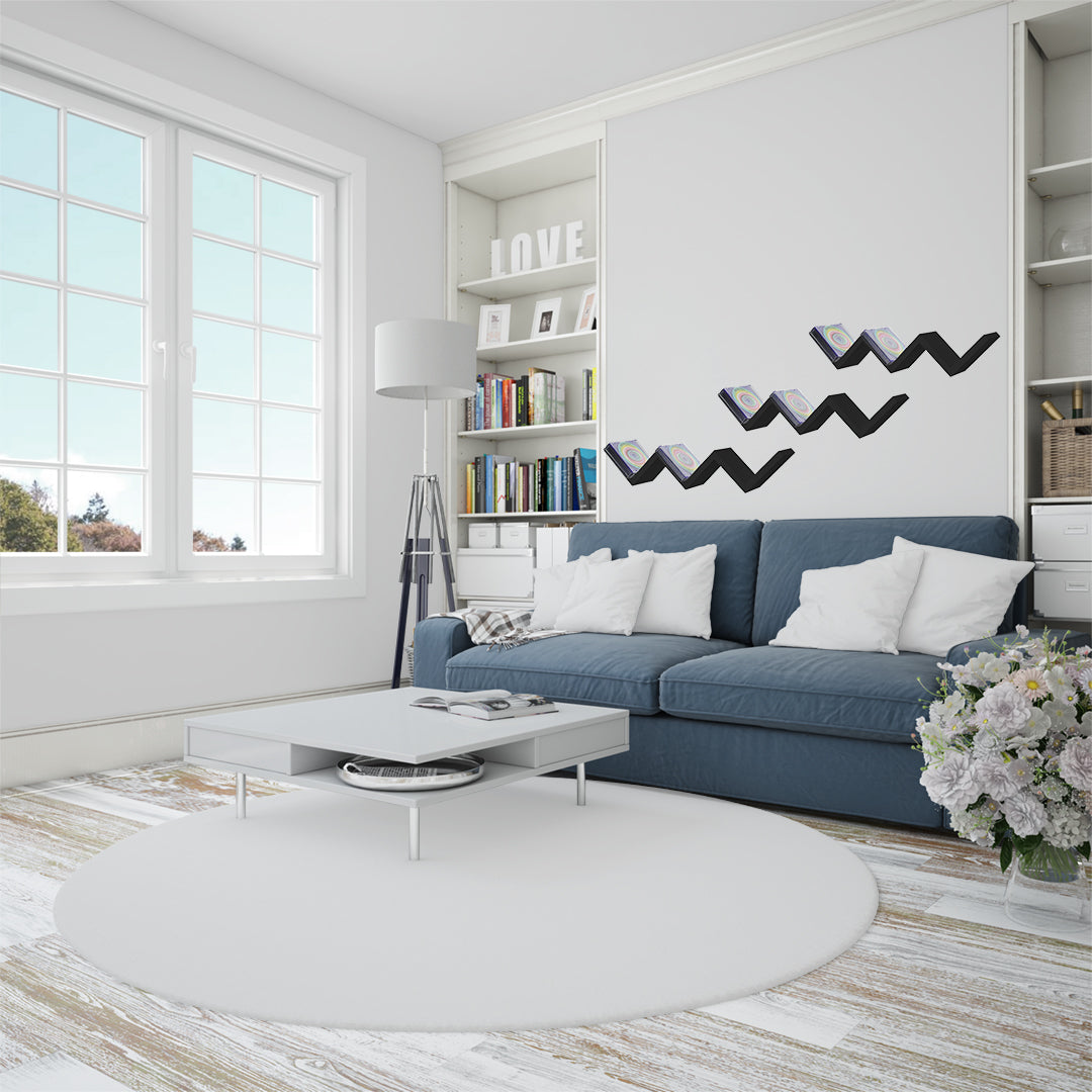 MAURY'S MENSOLA ZIG ZAG DIMENSIONI 59X12X12 CM IN COLORE NERO