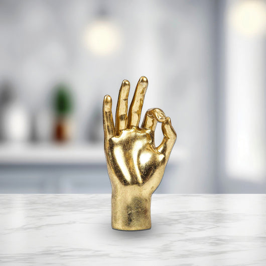 STATUA DECORATIVA MANO OK 15X6X24CM IN COLORE ORO