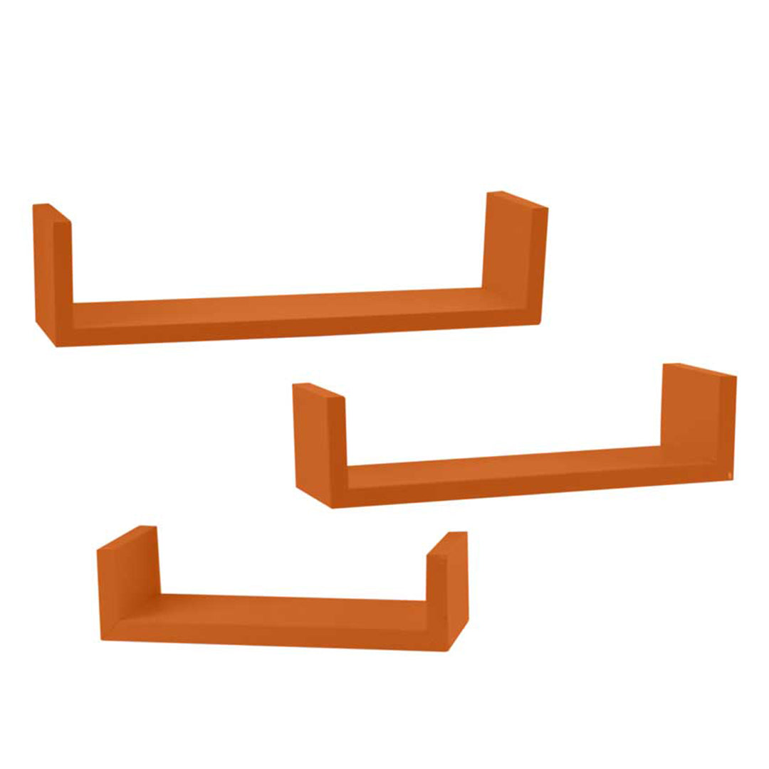 MAURY'S SET 3 MENSOLE LINEARI IN DIFFERENTI MISURE DI COLORE ARANCIONE