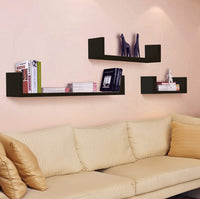 MAURY'S SET 3 MENSOLE LINEARI IN DIFFERENTI DIMENSIONI CON FINITURA NERA