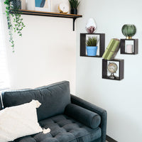 MAURY'S 3 PENSILI QUADRATI IN LEGNO DA PARETE IN TRE MISURE CON FINITURA WENGÈ