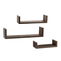 MAURY'S SET 3 MENSOLE LINEARI IN DIFFERENTI DIMENSIONI CON FINITURA NOCE