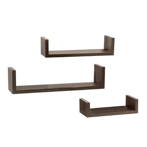 MAURY'S SET 3 MENSOLE LINEARI IN DIFFERENTI DIMENSIONI CON FINITURA NOCE