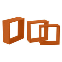 MAURY'S 3 PENSILI QUADRATI IN LEGNO DA PARETE IN TRE MISURE FINITURA ARANCIONE