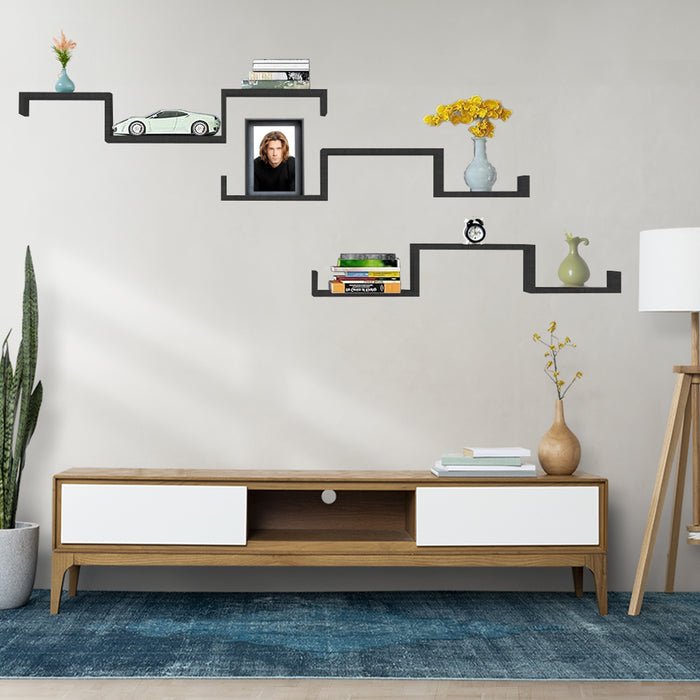 MAURY'S SET 3 MENSOLE LINEARI IN DIFFERENTI DIMENSIONI CON FINITURA NERA