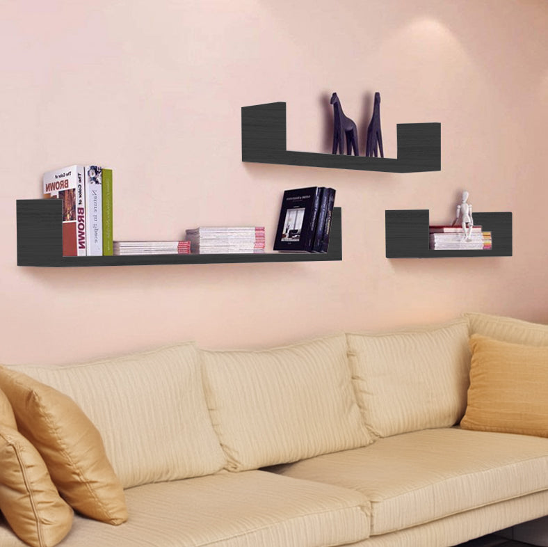 MAURY'S SET 3 MENSOLE LINEARI IN DIFFERENTI DIMENSIONI CON FINITURA  WENGÈ