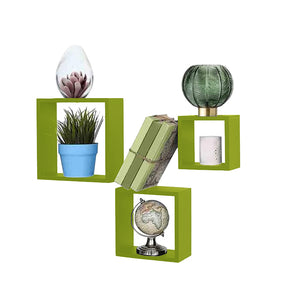 MAURY'S 3 PENSILI QUADRATI IN LEGNO DA PARETE IN TRE MISURE CON FINITURA VERDE