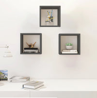 MAURY'S 3 PENSILI QUADRATI IN LEGNO DA PARETE IN TRE MISURE CON FINITURA WENGÈ