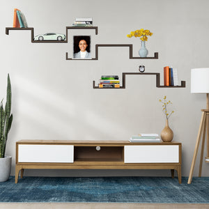 MAURY'S SET 3 MENSOLE LINEARI IN DIFFERENTI DIMENSIONI CON FINITURA NOCE