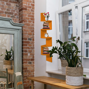 MAURY'S MENSOLA ANGOLARE IN LEGNO CON 4 RIPIANI 19X19X123 CM COLORE ARANCIONE