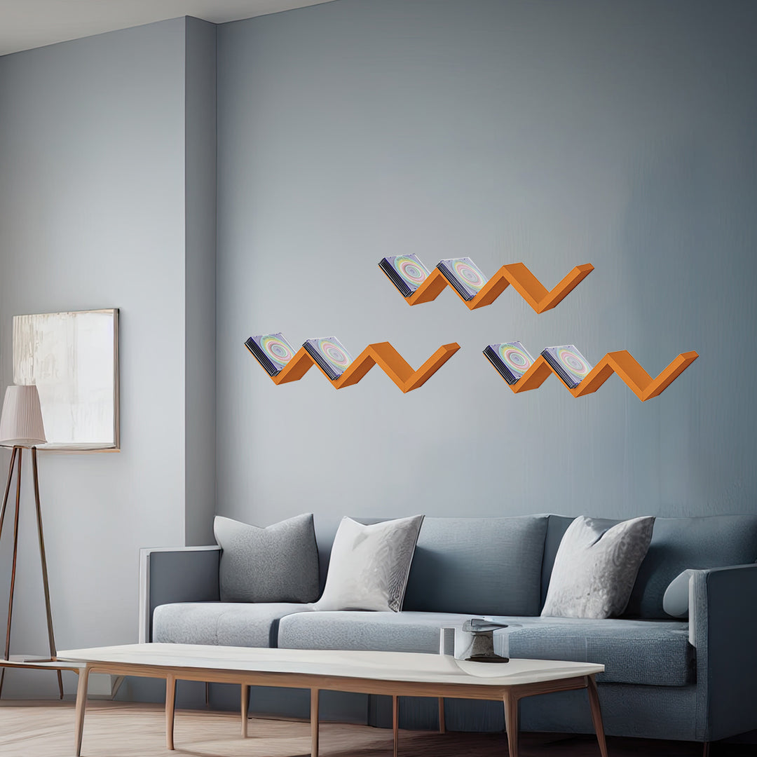 MENSOLA ZIG ZAG DIMENSIONI 59X12X12 CM IN COLORE ARANCIONE