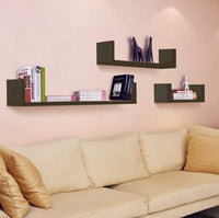 MAURY'S SET 3 MENSOLE LINEARI IN DIFFERENTI DIMENSIONI CON FINITURA NOCE