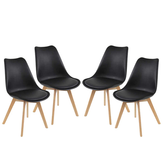 SEDIA IMBOTTITA STOCCOLMA CON GAMBE IN LEGNO 54X48X83 CM COLORE NERO