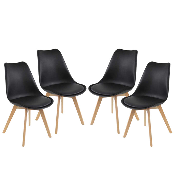 SEDIA IMBOTTITA STOCCOLMA CON GAMBE IN LEGNO 54X48X83 CM COLORE NERO