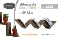 MAURY'S MENSOLA ZIG ZAG DIMENSIONI 59X12X12 CM IN COLORE NOCE