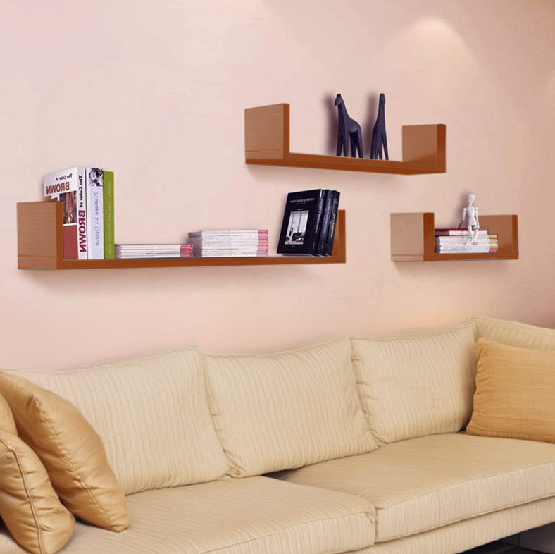 MAURY'S SET 3 MENSOLE LINEARI IN DIFFERENTI MISURE DI COLORE ARANCIONE