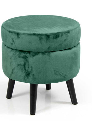 POUF CONENITORE SEDUTA IN VELLUTO E GAMBE NERE 37 X H40 CM COLORE VERDE