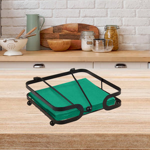 PORTA TOVAGLIOLI CLIP IN METALLO 18X18X5 CM IN COLORE NERO