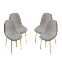 SET DA 4 SEDIE IMBOTTITE TEDDY IN TESSUTO GRIGIO CON GAMBE ORO 44X48X88 CM