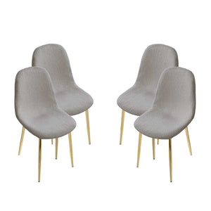 SET DA 4 SEDIE IMBOTTITE TEDDY IN TESSUTO GRIGIO CON GAMBE ORO 44X48X88 CM