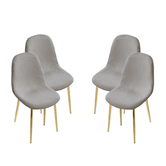 SET DA 4 SEDIE IMBOTTITE TEDDY IN TESSUTO GRIGIO CON GAMBE ORO 44X48X88 CM