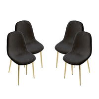 SET DA 4 SEDIE IMBOTTITE TEDDY IN TESSUTO NERO CON GAMBE ORO 44X48X88 CM