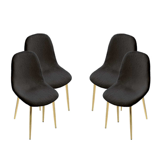 SET DA 4 SEDIE IMBOTTITE TEDDY IN TESSUTO NERO CON GAMBE ORO 44X48X88 CM