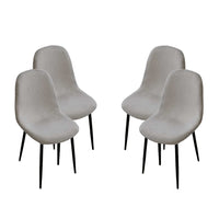 SET DA 4 SEDIE IMBOTTITE TEDDY IN TESSUTO GRIGIO CON GAMBE NERE 44X48X88 CM