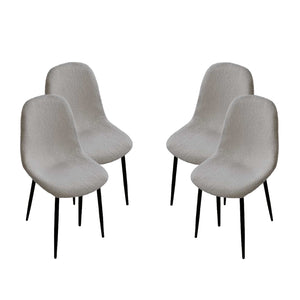 SET DA 4 SEDIE IMBOTTITE TEDDY IN TESSUTO GRIGIO CON GAMBE NERE 44X48X88 CM