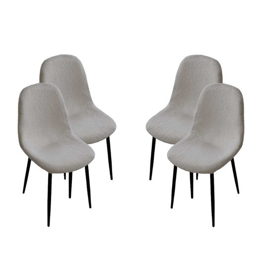 SET DA 4 SEDIE IMBOTTITE TEDDY IN TESSUTO GRIGIO CON GAMBE NERE 44X48X88 CM