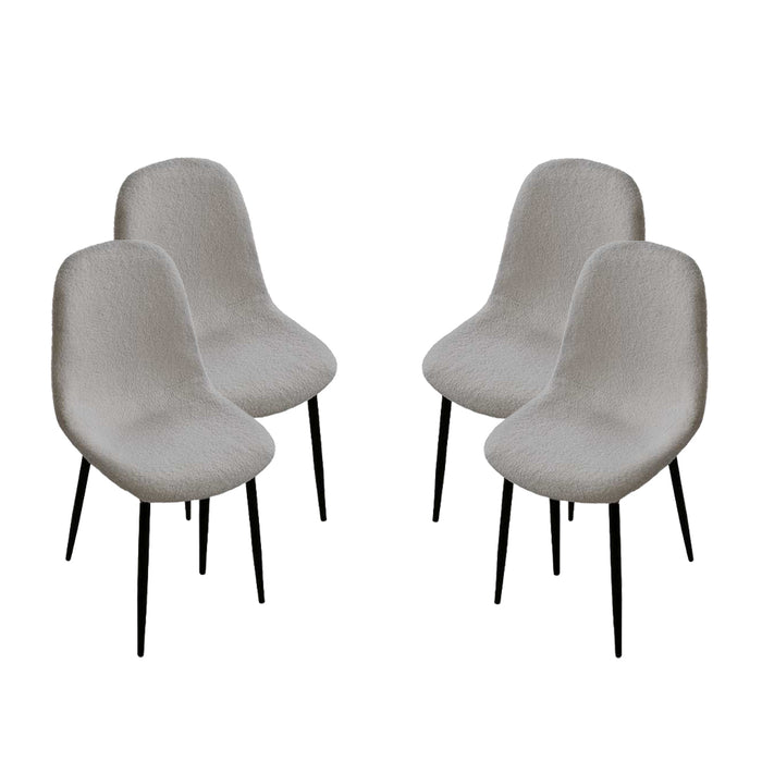 SET DA 4 SEDIE IMBOTTITE TEDDY IN TESSUTO GRIGIO CON GAMBE NERE 44X48X88 CM
