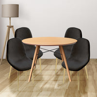 SET DA 4 SEDIE IMBOTTITE TEDDY IN TESSUTO NERO CON GAMBE ORO 44X48X88 CM