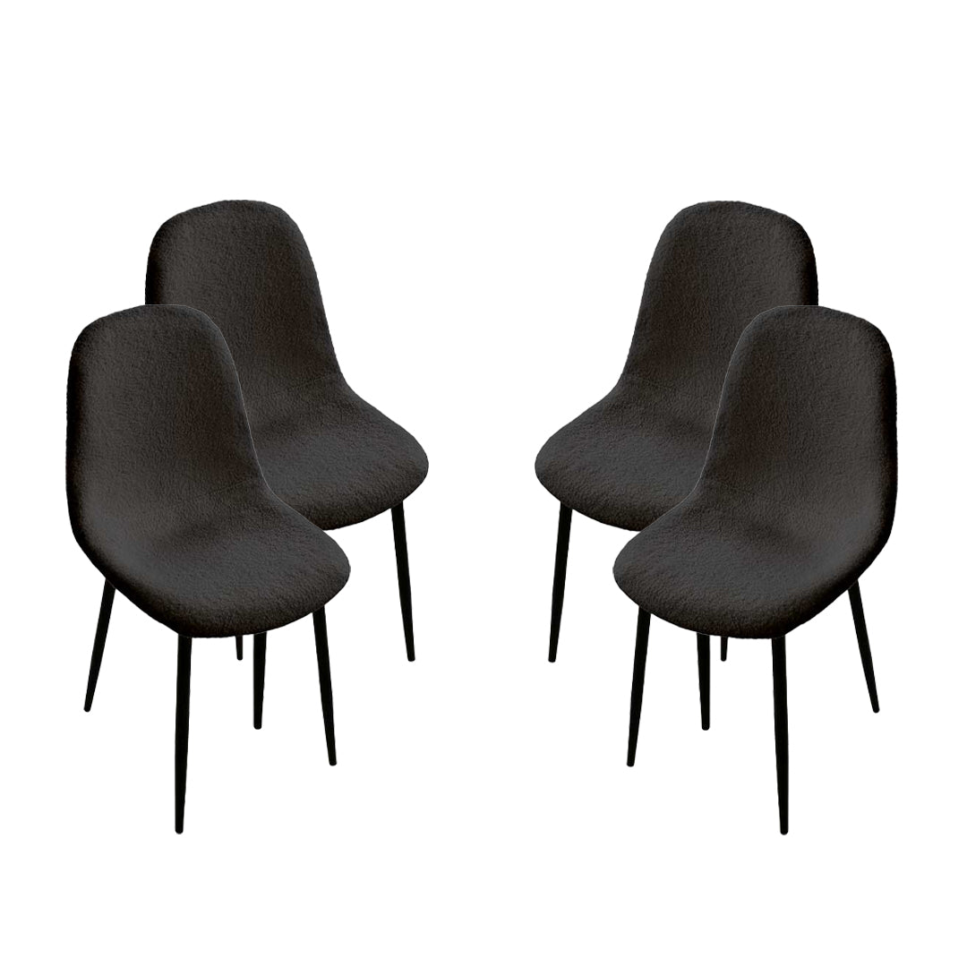 SET DA 4 SEDIE IMBOTTITE TEDDY TESSUTO NERO CON GAMBE NERE 44X48X88 CM