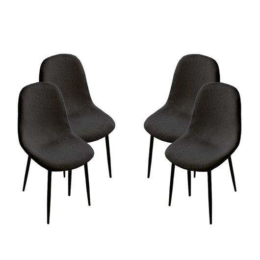 SET DA 4 SEDIE IMBOTTITE TEDDY TESSUTO NERO CON GAMBE NERE 44X48X88 CM