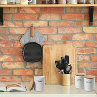 MAURY'S TRIS BARATTOLI PER ZUCCHERO TONDI 10X13 CM CON TOP IN LEGNO E CHIUSURA ERMETICA AD INCASTRO