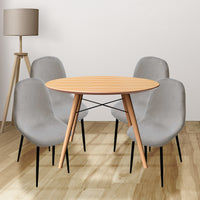 SET DA 4 SEDIE IMBOTTITE TEDDY IN TESSUTO GRIGIO CON GAMBE NERE 44X48X88 CM