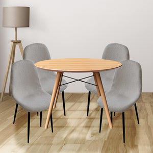 SET DA 4 SEDIE IMBOTTITE TEDDY IN TESSUTO GRIGIO CON GAMBE NERE 44X48X88 CM