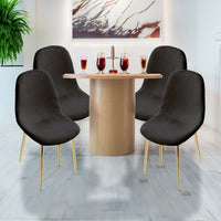 SET DA 4 SEDIE IMBOTTITE TEDDY IN TESSUTO NERO CON GAMBE ORO 44X48X88 CM